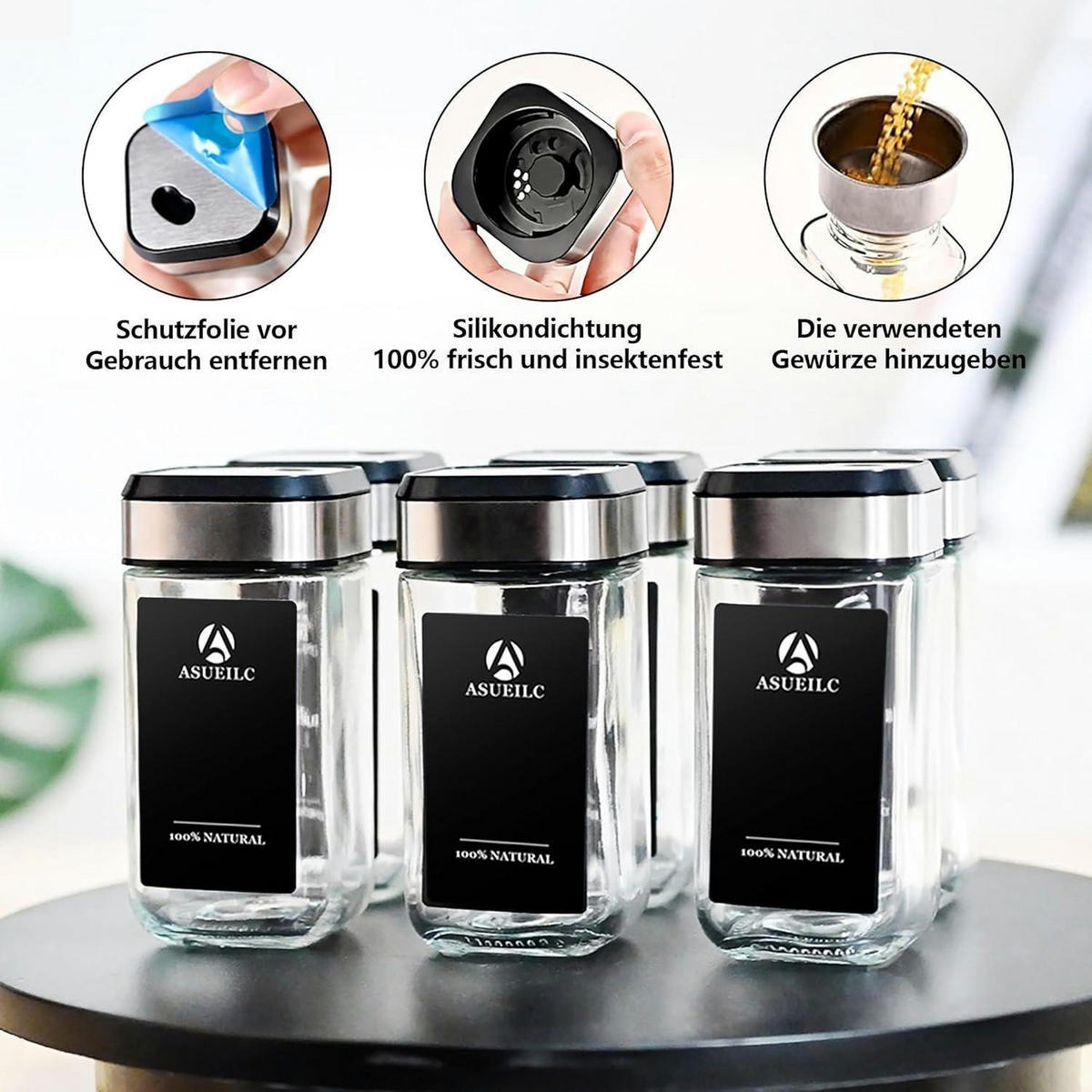 GEWÜRZGLÄSER 35-teiliges Set mit 3 Kalibern 120ml - Multicolor, Glas (4.7/9.7/4.7cm)