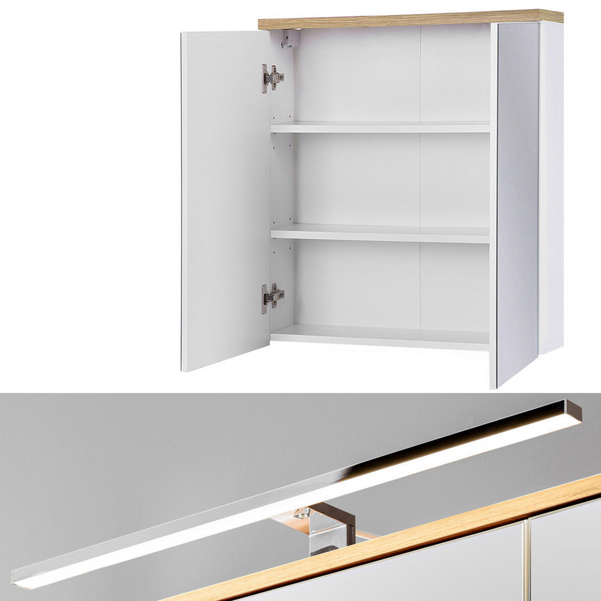 BADMÖBEL-SET 5-TLG. Solna-56 - Weiß, Holzwerkstoff (160/200/46cm) - Lomado