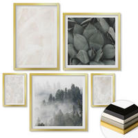 WANDBILDER 5er Set - 50x50 cm & 20x30 cm & 40x60 cm Goldrahmen - Steinpastellmarmor - Goldfarben, Kunststoff (40/60cm) - ArtPrintCave