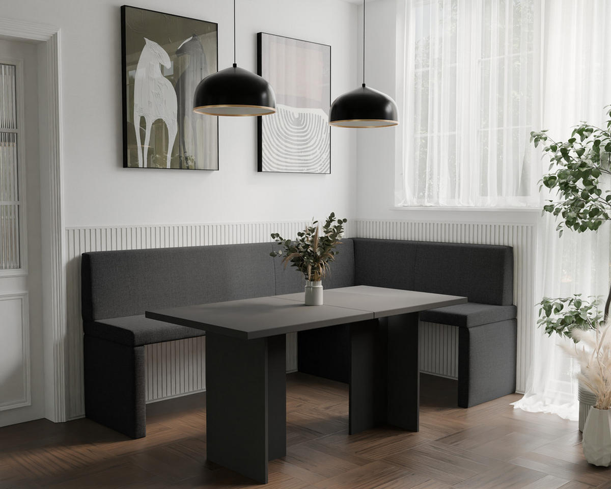 ECKBANK rechts OWEN Webstoff, 128/168 cm Anthrazit - Anthrazit, Holz/Textil (128/168cm) - Idohome