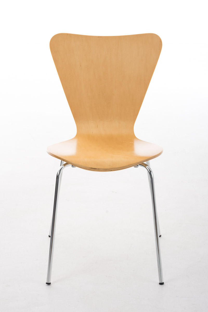 BESUCHERSTUHL Calisso mit Holzsitz und Metallgestell, Farbe: Natura - Chromfarben/Naturfarben, Holz/Metall (42/85/47cm) - TPFLiving