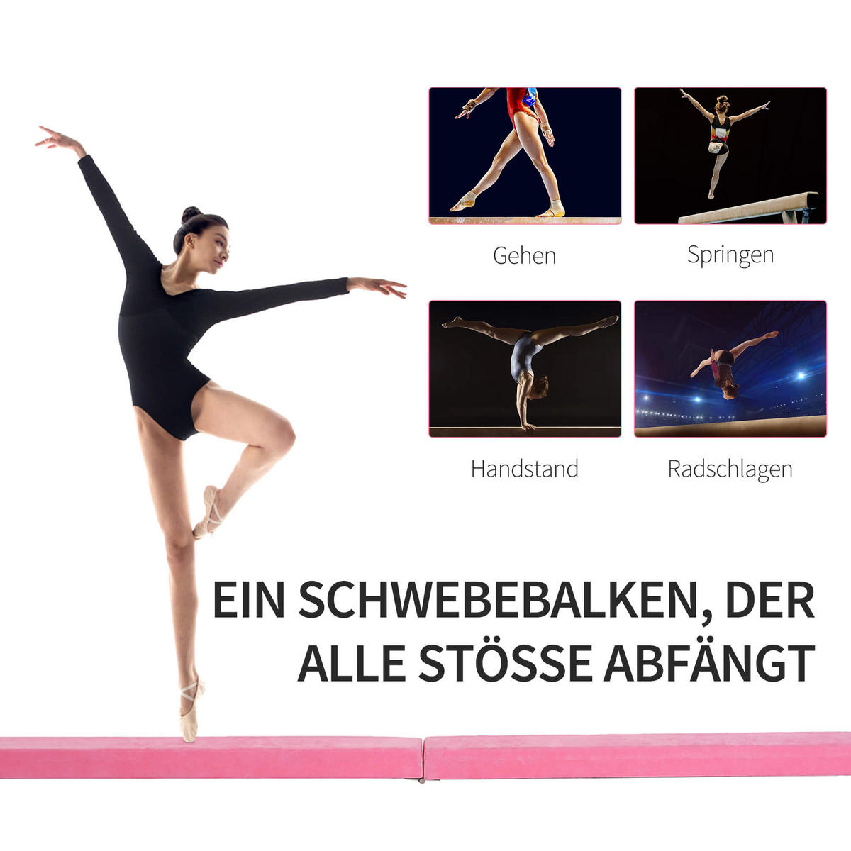 SCHWEBEBALKEN Rosa - Rosa, Holz/Kunststoff (210/10/6.5cm) - Jamb