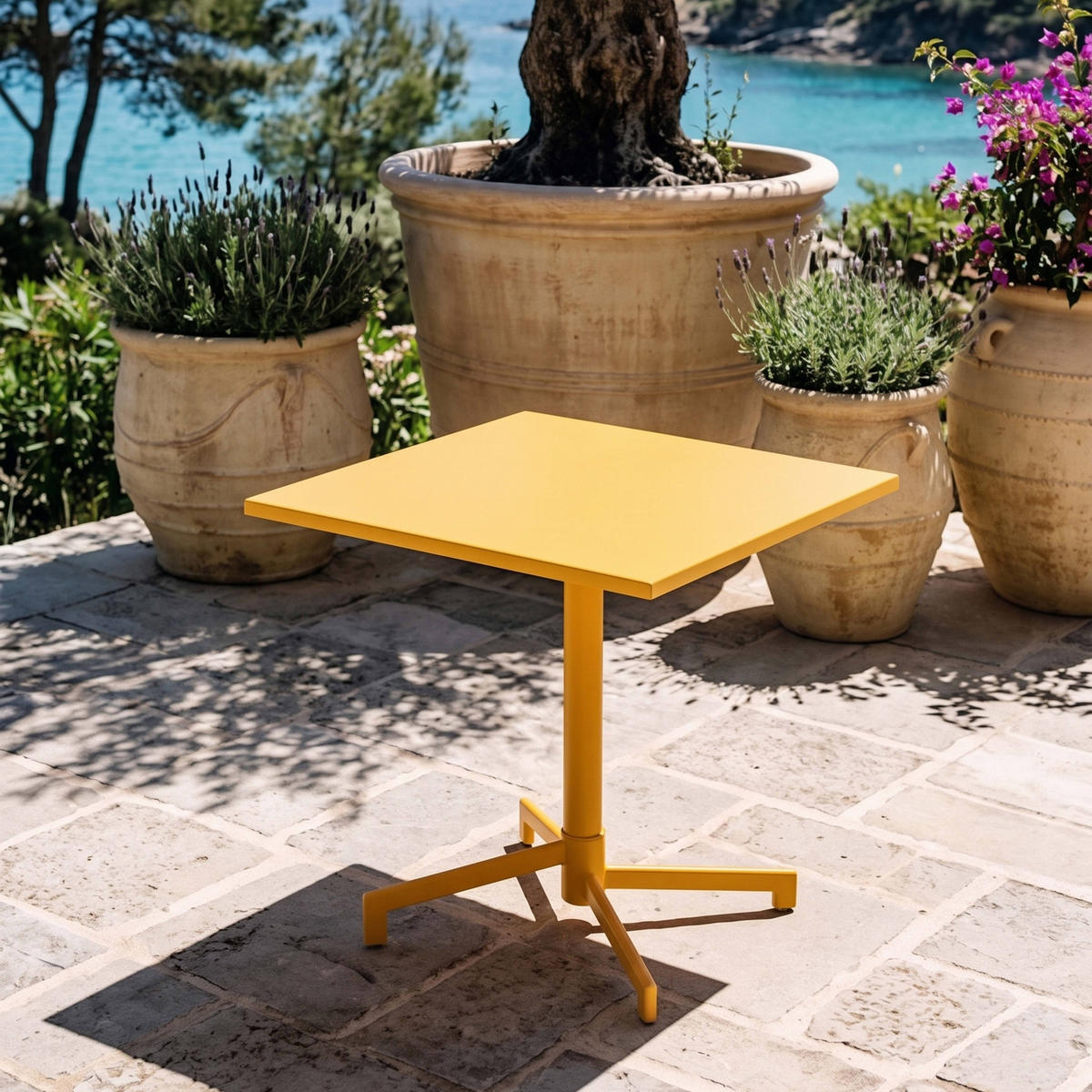 BISTROTISCH, Gelb - Gelb, Metall (70/70/72cm) - Oviala