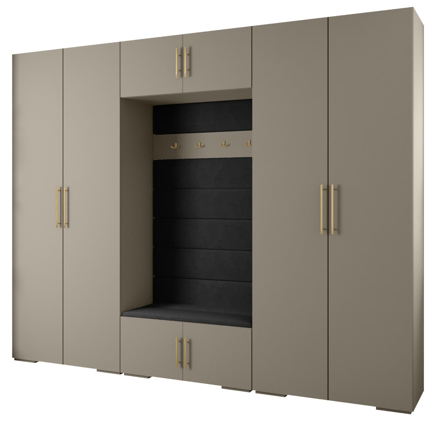 Abiks Möbel Garderoben-Set Kaschmir, Schwarz, Gold 300x236.7x47 cm