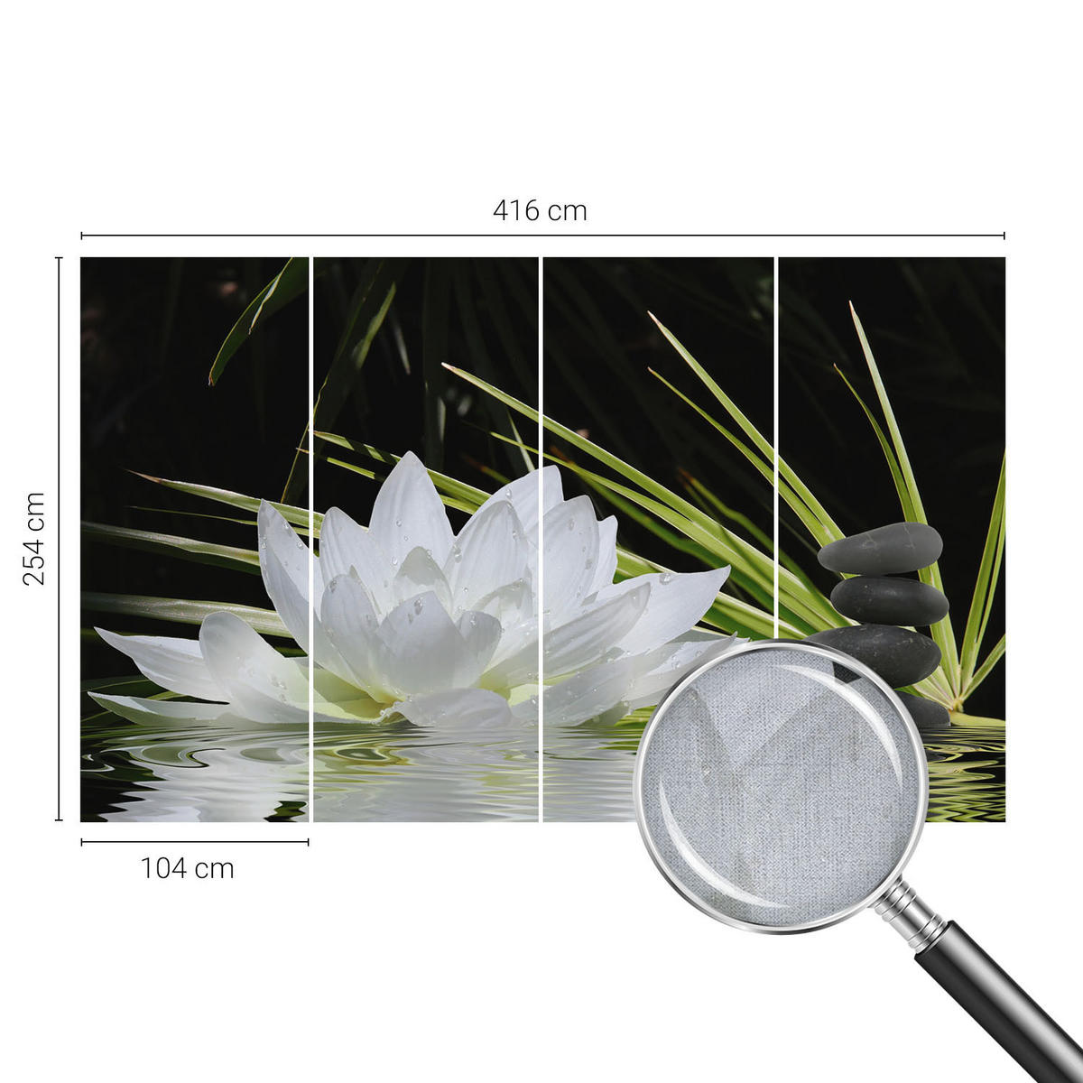 FOTOTAPETE 416x254 cm - Lilienmeditation - Weiß, Textil (416/254cm) - Wallfluent