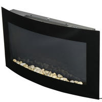 ELEKTROKAMIN Kaminofen Kamin Wandkamin mit Fernbedienung 2 Maße LED Licht - Schwarz, Metall (13.5/48/89.2cm) - HOMCOM