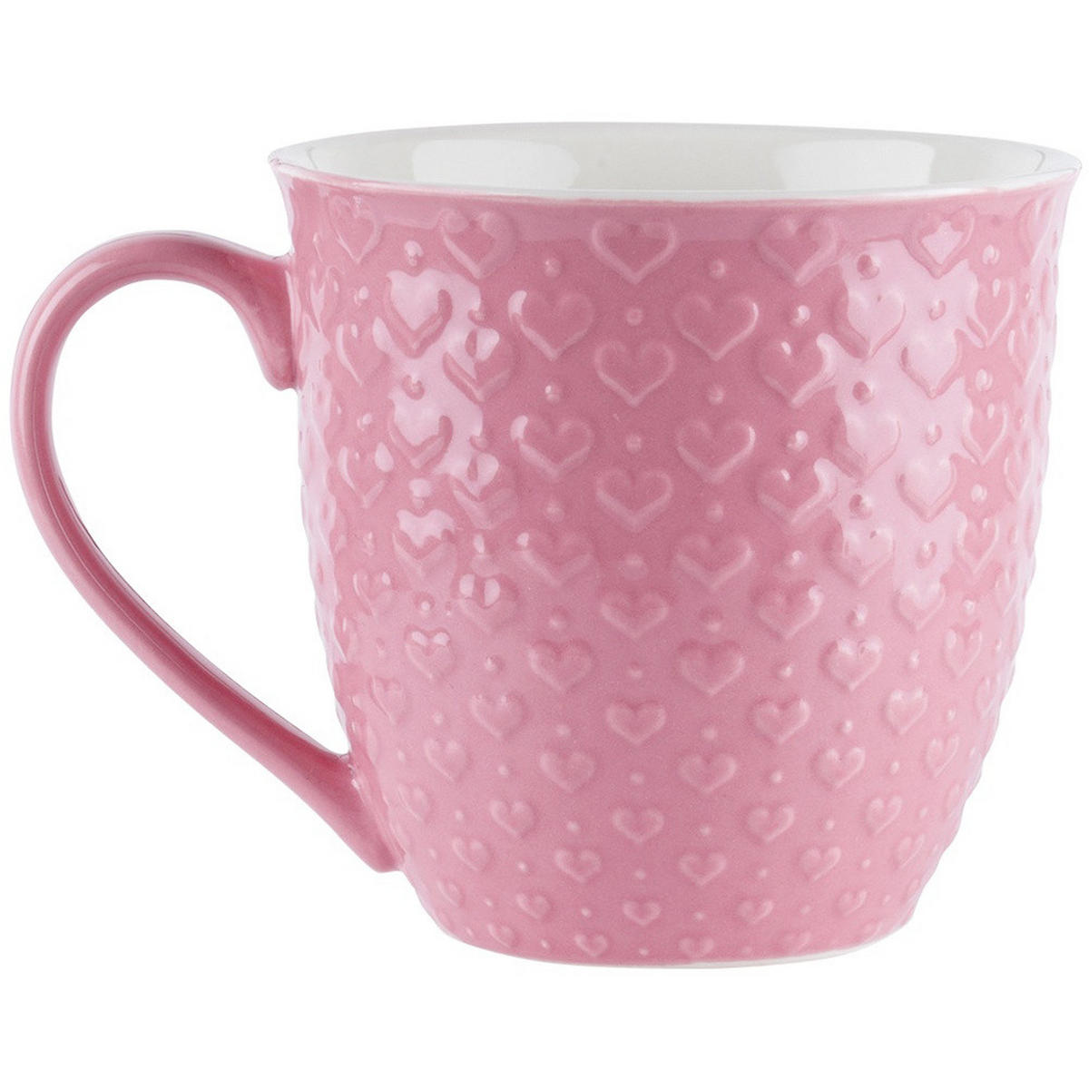 KERAMIKBECHER-SET HERZ, Keramik, rosa, 4 Stk., 580 ml - Weiß, Keramik (0.58L) - Orion 