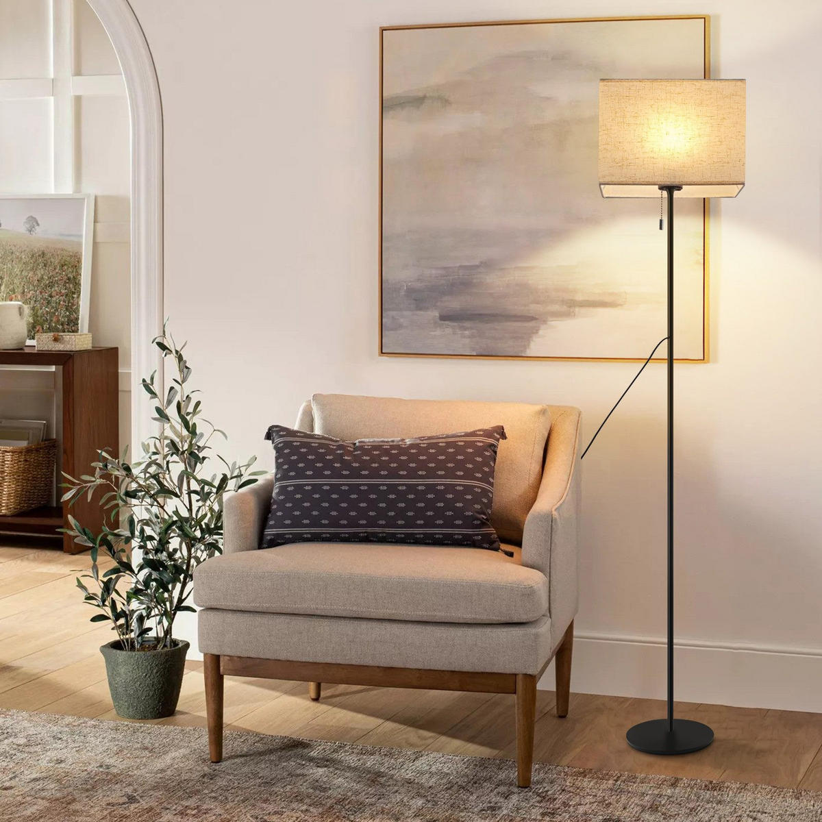 LED-STEHLAMPE Yama 134/16/25.5cm - Schwarz, Metall (134/16/25.5cm) - Nettlife