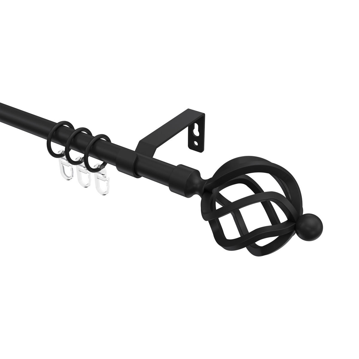 GARDINENSTANGE Olymp Paolo 360 cm (geteilt in 2 x 180 cm), 1-läufig, 16 mm Ø Schwarz - Schwarz, Metall (360cm) - INTERDECO