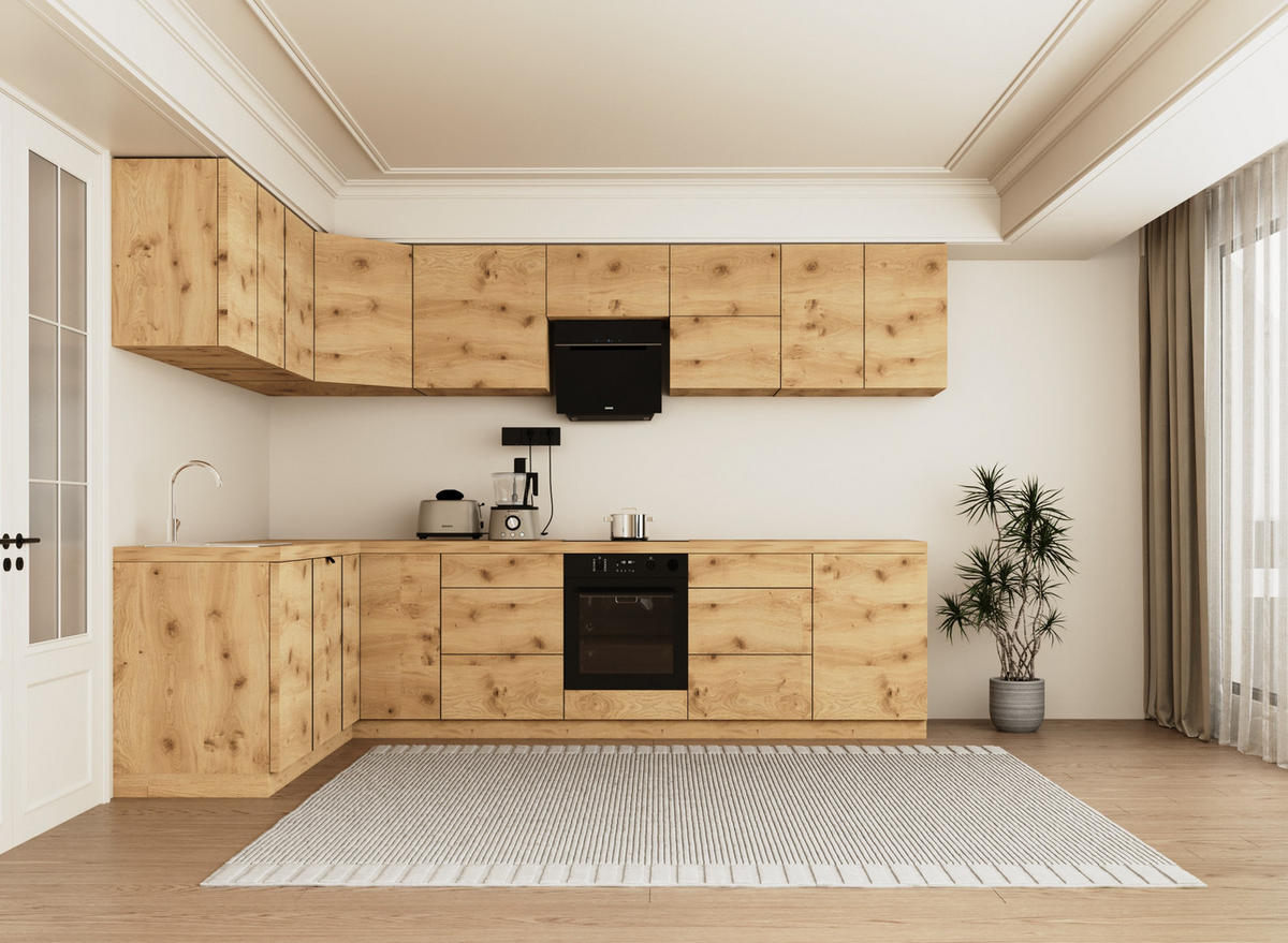 WINKELKÜCHE 320cm x 200cm- Langen KL15-M320 - in Artisan Eiche - Eiche Artisan, Holz (520/212/52cm)