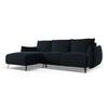 ECKSOFA mit Schlaffunktion Samt Stoff Blau - Blau/Schwarz, Textil/Metall (162/242cm) - LaMiaSofa