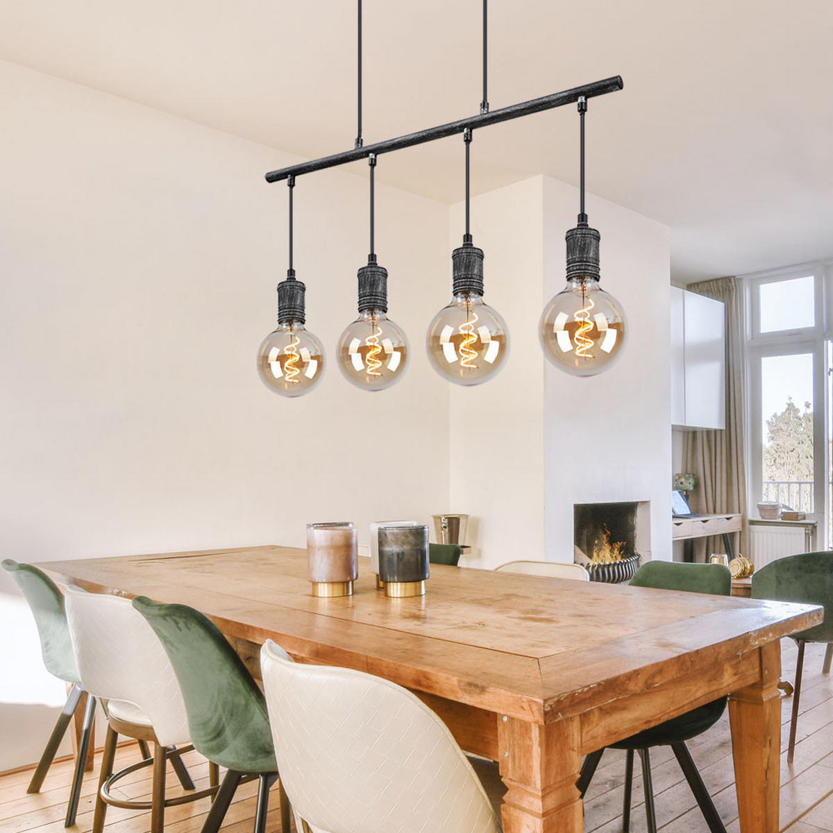 LED HÄNGELEUCHTE Metall Grau Industrial - Grau, Metall (90/8/120cm) - Globo Lighting