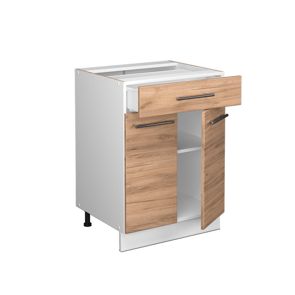 KÜCHENUNTERSCHRANK Fame-Line Goldkraft Eiche 60 cm mit Schublade AP Eiche - Eiche Wotan/Weiß, Holzwerkstoff (60/82/60cm) - Vicco