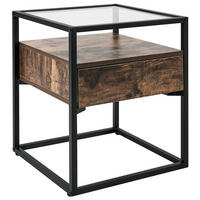 BEISTELLTISCH Glas dunkler Holzfarbton/schwarz quadratisch 43/43 cm Mauk - Dunkelbraun/Schwarz, Holzwerkstoff (43/43/54cm) - Beliani