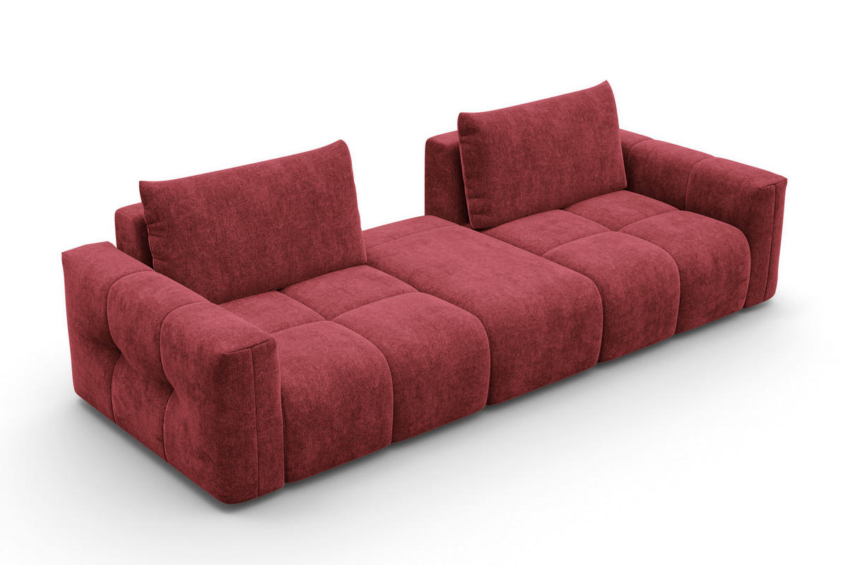 SOFA VERONA 4-Sitzer, Dunkelrot - Schwarz/Dunkelrot, Holz/Textil (282/83/110cm) - Courtois Laville
