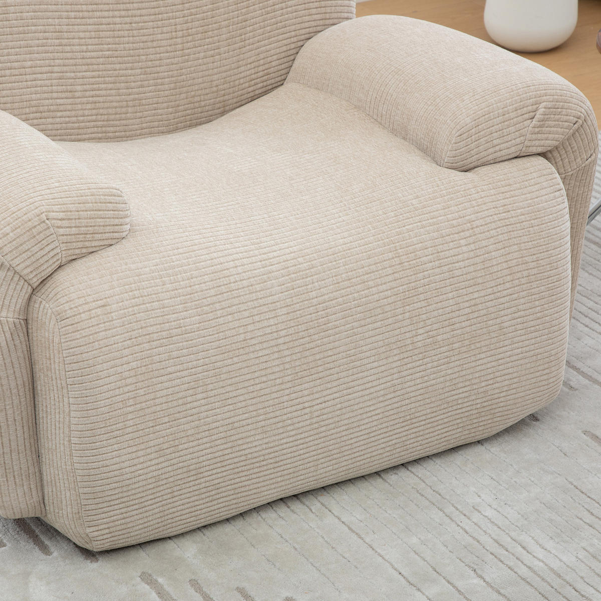 SESSEL DE-35123 mit Hocker Hellkhaki - Sandfarben, Textil (94/78.5/113cm) - ComfortXL