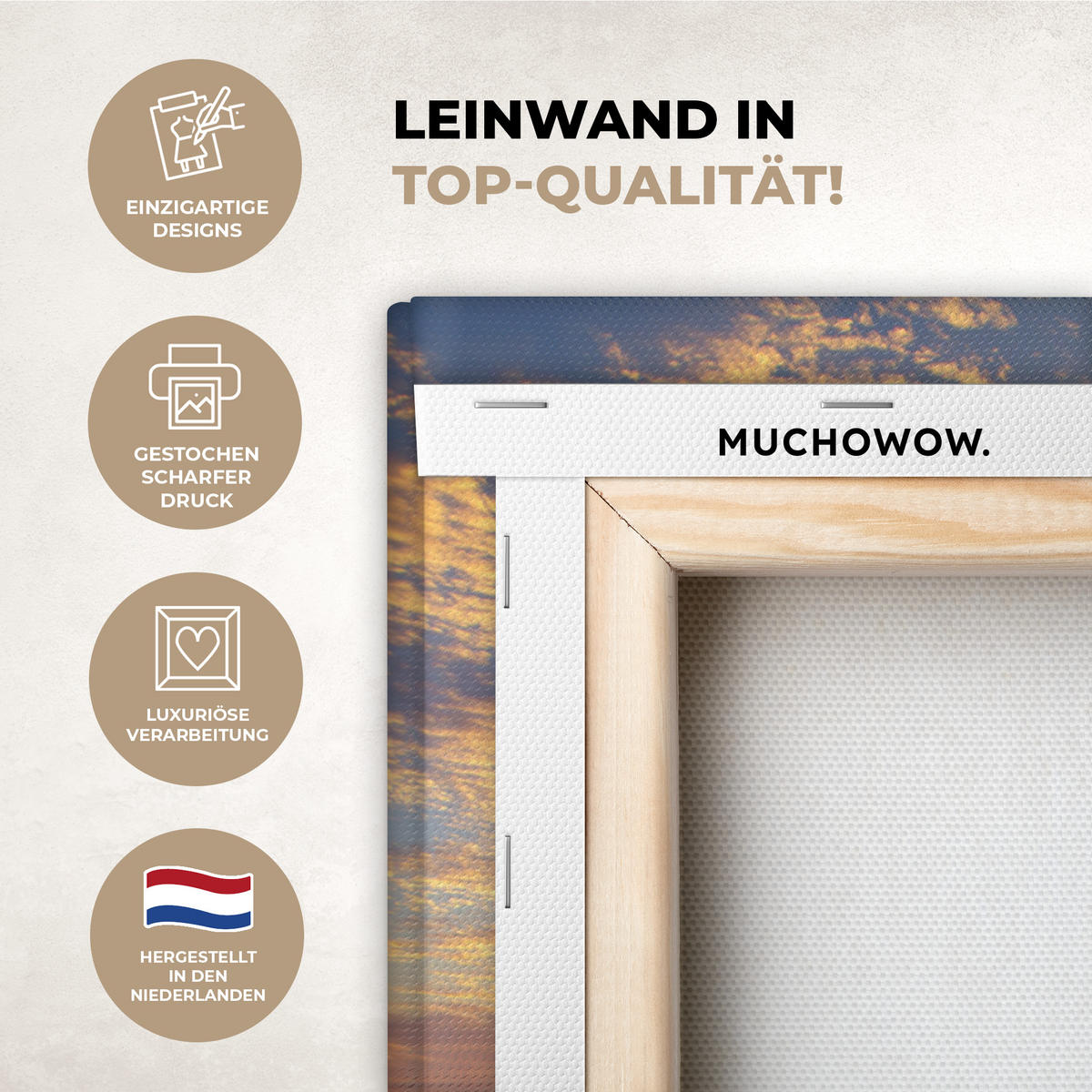 LEINWANDBILD Strand - Sonnenuntergang - Meer Wandbild Wohnzimmer 50x50 cm - Gelb, Textil (50/50cm) - MuchoWow