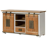 SIDEBOARD Mango 128x45x70 weiß lackiert RAILWAY #502 - Weiß, Holz (128/70/45cm) - Massivmoebel24