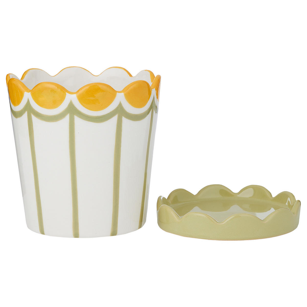 BLUMENTOPF Sundae mit Teller - Steingut - Hellgrün - Hellgrün, Keramik (14cm) - Butlers