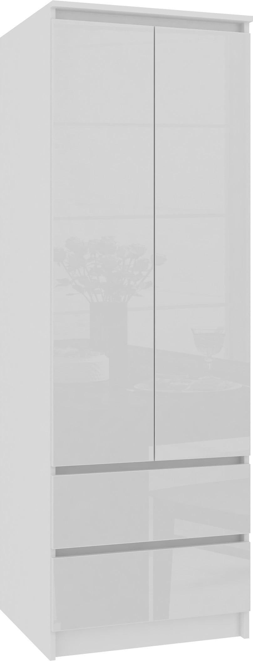 KLEIDERSCHRANK Weiß, Weiß Glanz 180/60/51 - Weiß Hochglanz/Weiß, Holzwerkstoff (60/180/51cm) - RAUMHIRSCH FURNITURE