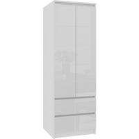 KLEIDERSCHRANK Weiß, Weiß Glanz 180/60/51 - Weiß Hochglanz/Weiß, Holzwerkstoff (60/180/51cm) - RAUMHIRSCH FURNITURE