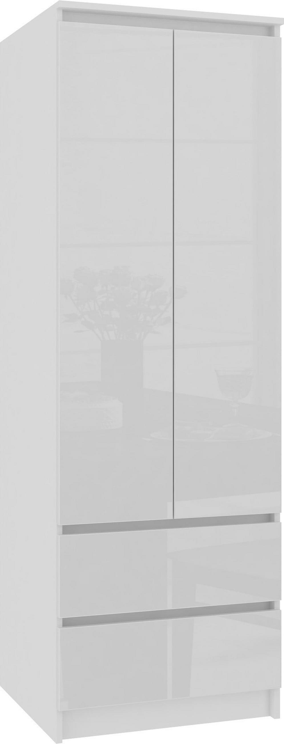 KLEIDERSCHRANK Weiß, Weiß Glanz 180/60/51 - Weiß Hochglanz/Weiß, Holzwerkstoff (60/180/51cm) - RAUMHIRSCH FURNITURE