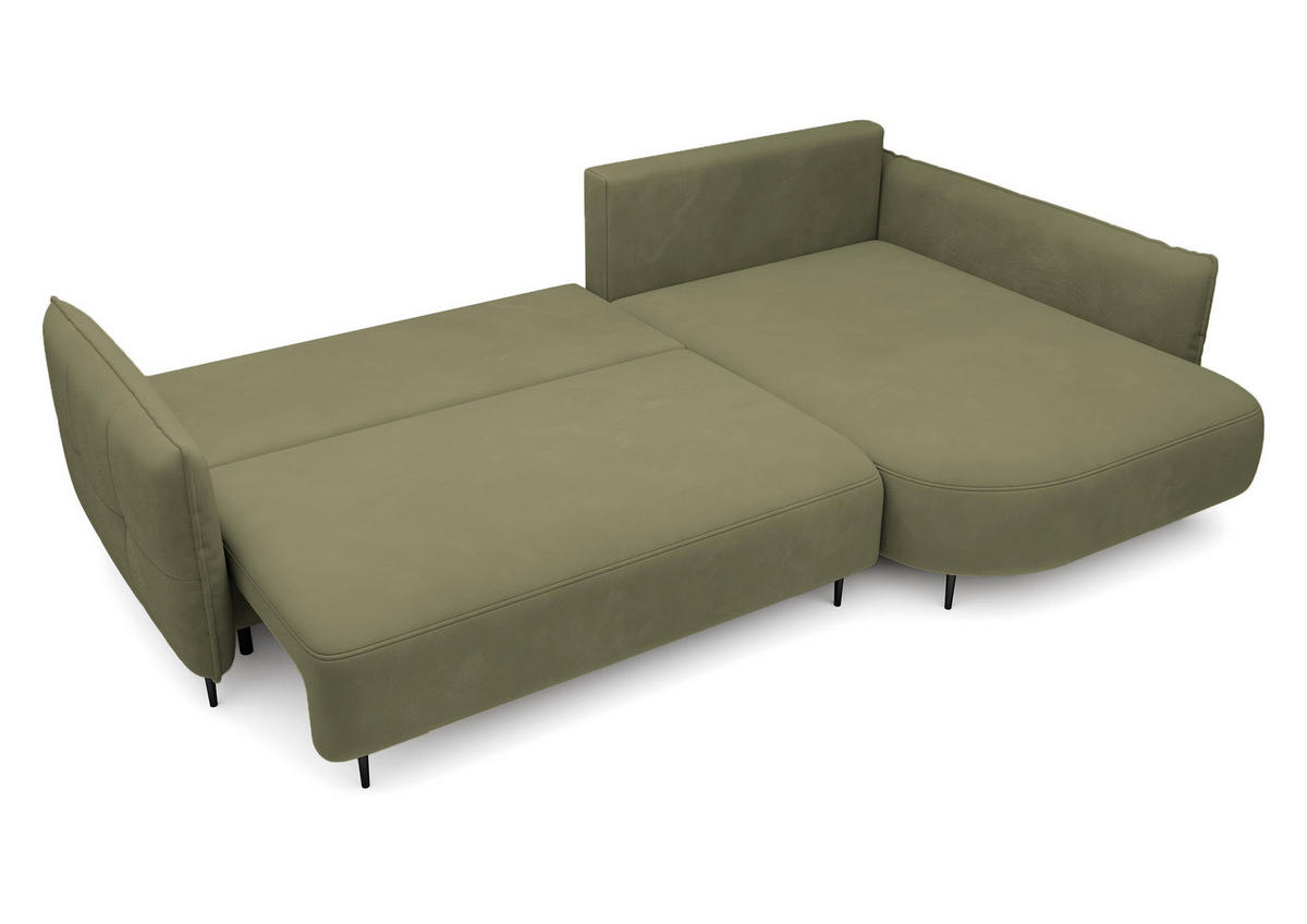ECKSOFA Oblivio Olivgrün Velours - Schwarz/Olivgrün, Textil/Metall (285/200cm) - Selsey