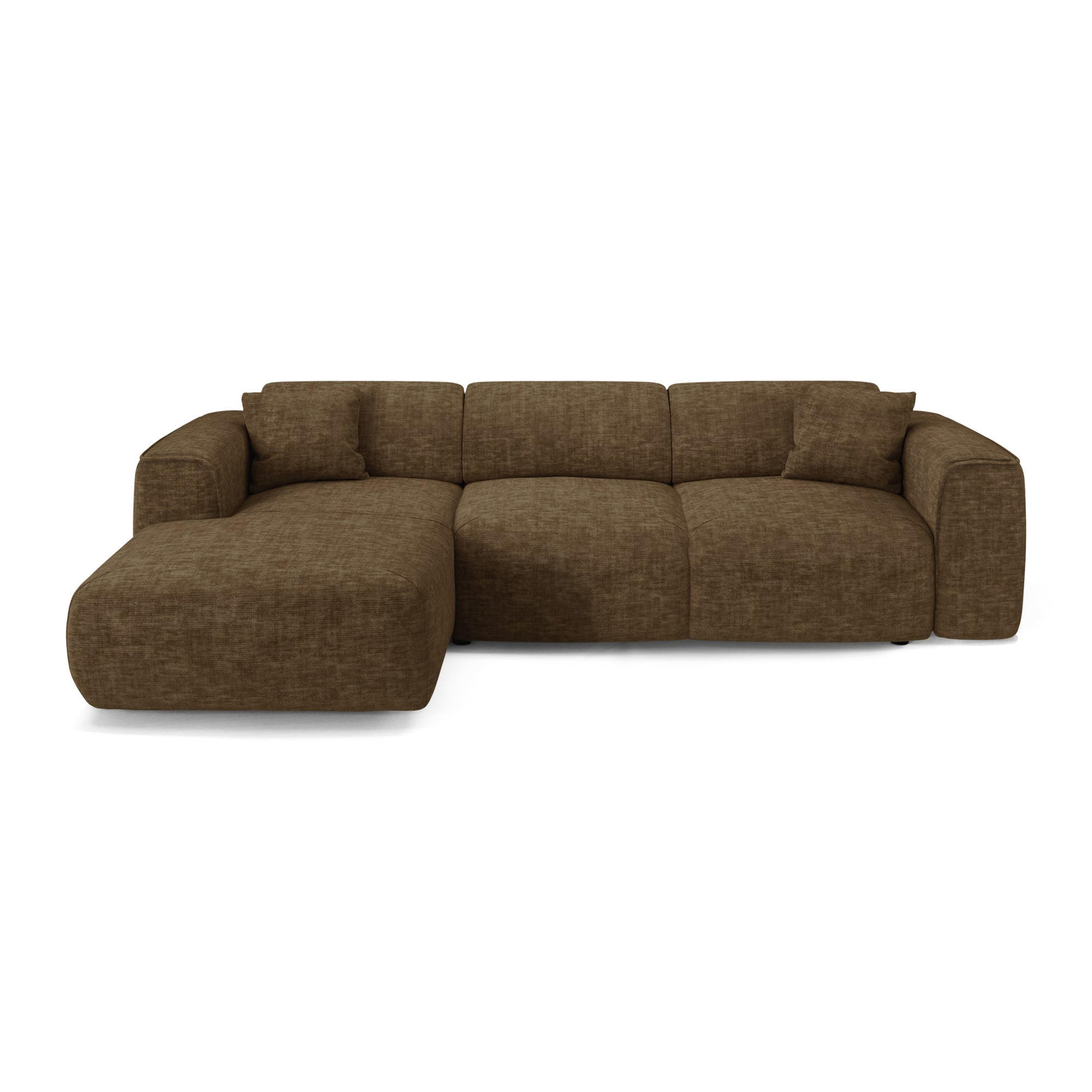ECKSCHLAFSOFA Texturierter Samt Espresso-Braun 283cm - Braun/Cappuccino, Textil (283/180cm) - Sia Home