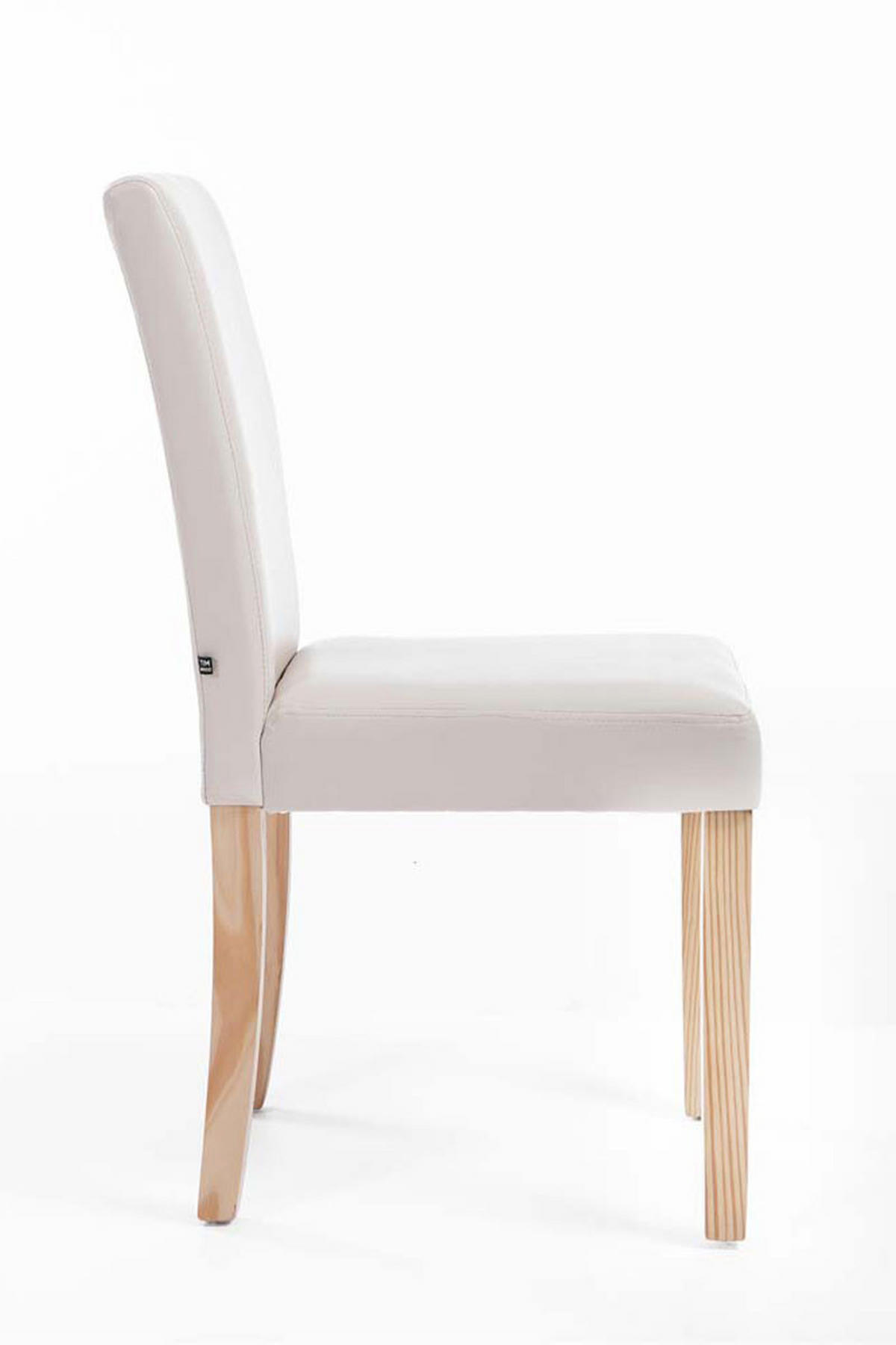 STUHL Lederlook creme - Eukalyptusholzfarben/Creme, Holz/Textil (41/91/47cm) - CLP