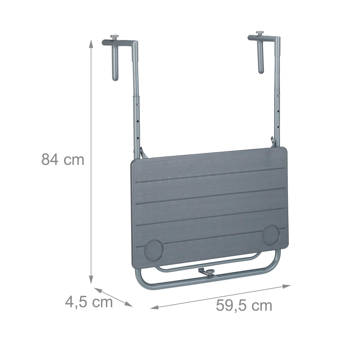 BALKONHÄNGETISCH - Grau, Kunststoff/Metall (60/59.5/84cm) - Relaxdays