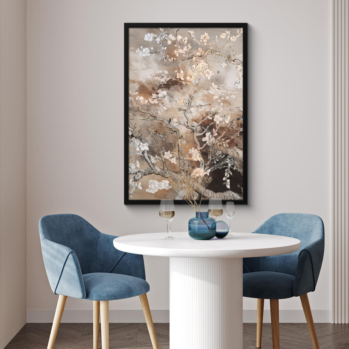 POSTER MIT RAHMEN Mandelblüte - Kunst - Van Gogh - Beige - Abstrakt 60x90 cm - Braun, Papier (60/90cm) - MuchoWow
