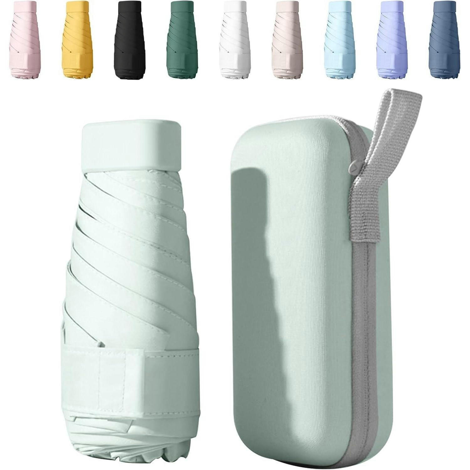 TASCHENSCHIRM mit UV-Schutz und Etui Grün - Grün, Kunststoff (48.5/88cm)