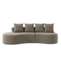 WOHNZIMMERSOFA 240 cm mit 4 Kissen, Becherhalter & Seitentaschen, Khaki - Braun, Textil (240/63/109cm)