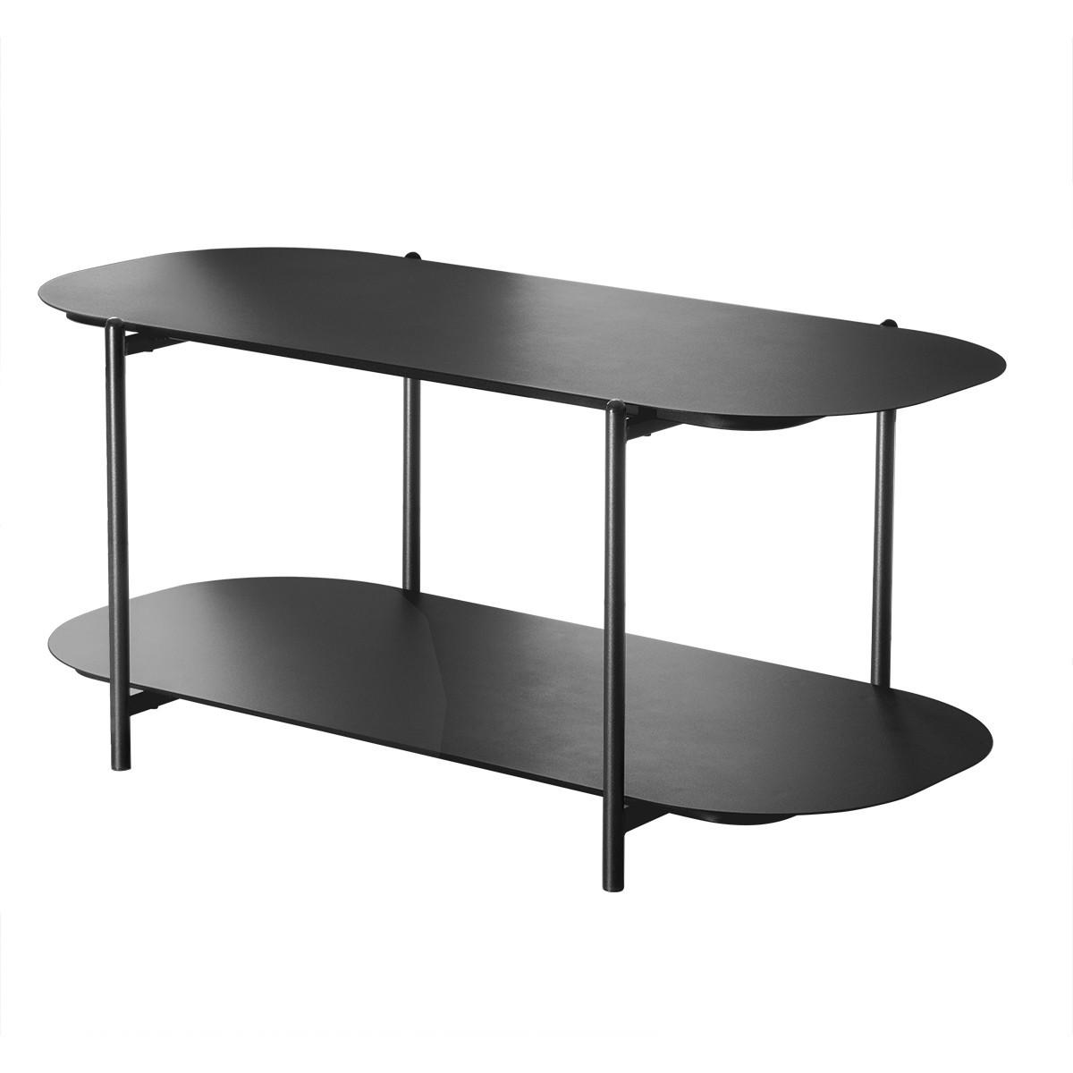 ZWEISTUFIGER Couchtisch aus schwarzem Metall 58/45,5/100 cm - Schwarz, Metall (100/58/45.5cm) - Calicosy