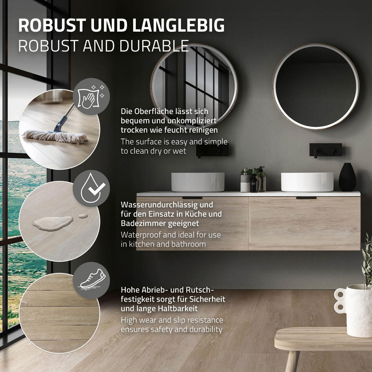 VINYLBODEN Click 3,08m²/14 Dielen Afterglow Eiche - Hellgrau, Kunststoff (122/18/0.42cm) - ML-DESIGN