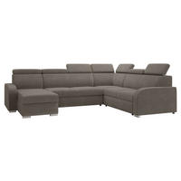 WOHNLANDSCHAFT Oslo 2rR2pLC - Silberfarben/Braun, Holz/Kunststoff (315/85/250cm) - MIRJAN24