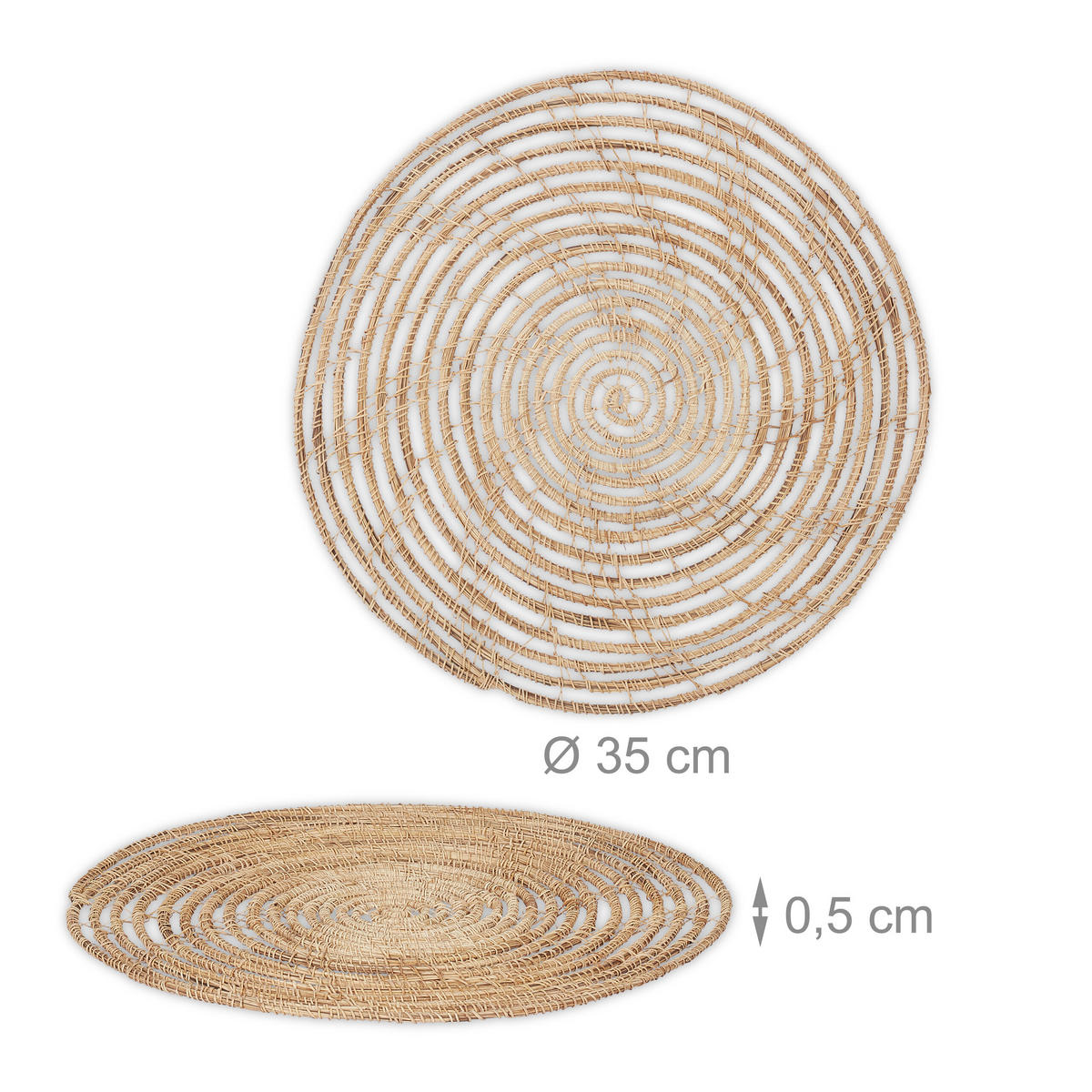 4XTISCHSET - Hellbraun, Textil (35/35/0.5cm) - Relaxdays