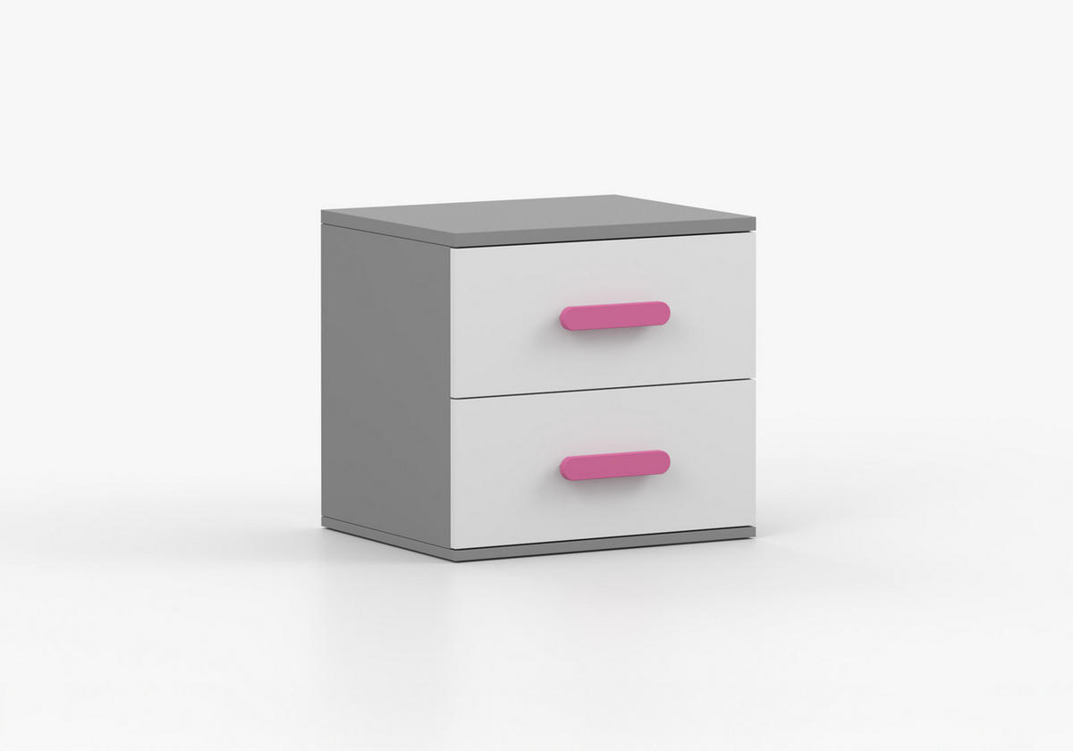 JUGENDZIMMER Elora in Grau und Weiß – 6-teiliges Set – Grifffarbe Rosa - Grau, Holzwerkstoff (80/200/120cm)