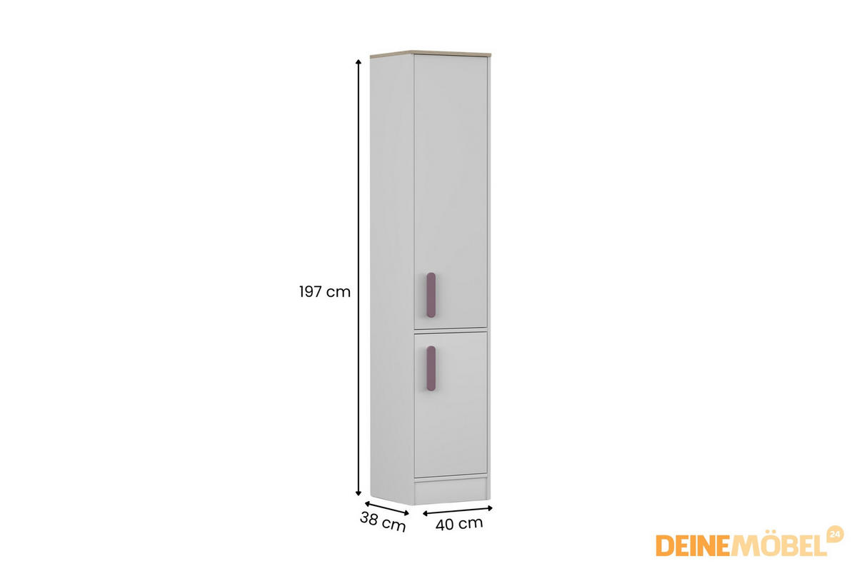 REGAL MIKI 01 Korpus Weiß | Griffe Grau - Dunkelgrau/Weiß, Holz/Holzwerkstoff (40/197/38cm) - Deine Möbel 24