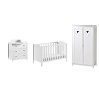 BABYZIMMER SET Kamila 4tlg Weiß Bett Kommode Schrank - Weiß, Holz (57/191/110cm) - 58aufmkessel