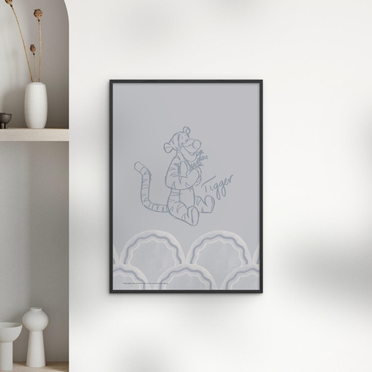 POSTER mit Rahmen Disney - Disney's Tigger Cloudy Blue Sketch - Blau/Schwarz, Holz/Papier (30/40cm) - Poster&Frame
