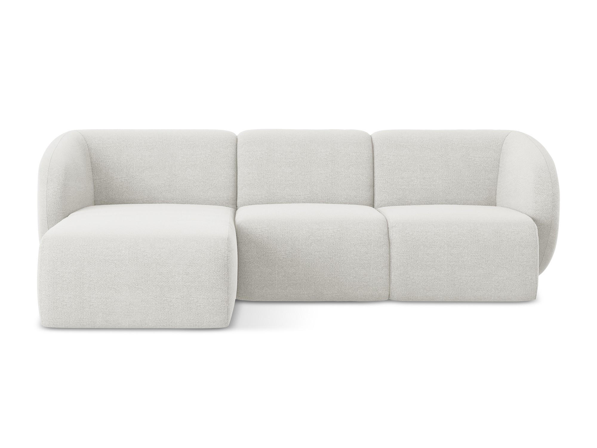 ECKSOFA Links Bouclé Stoff Weiß - Schwarz/Weiß, Holzwerkstoff/Kunststoff (248/166cm) - Makamii