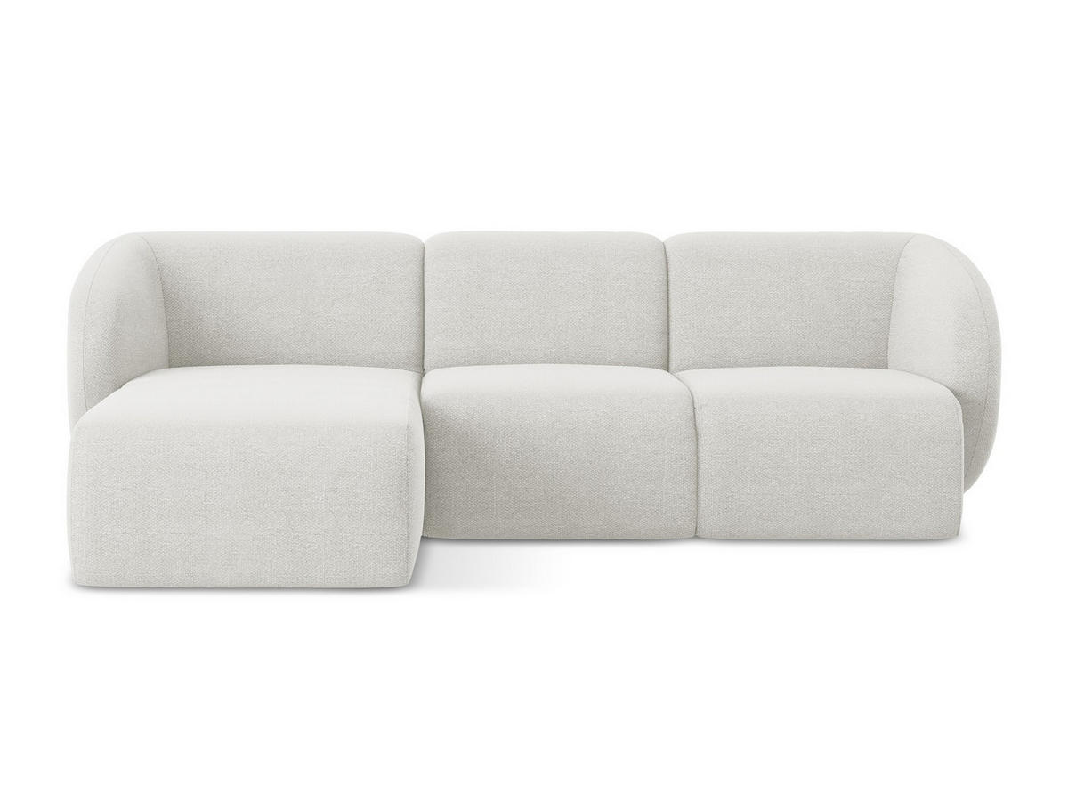 ECKSOFA Links Bouclé Stoff Weiß - Schwarz/Weiß, Holzwerkstoff/Kunststoff (248/166cm) - Makamii
