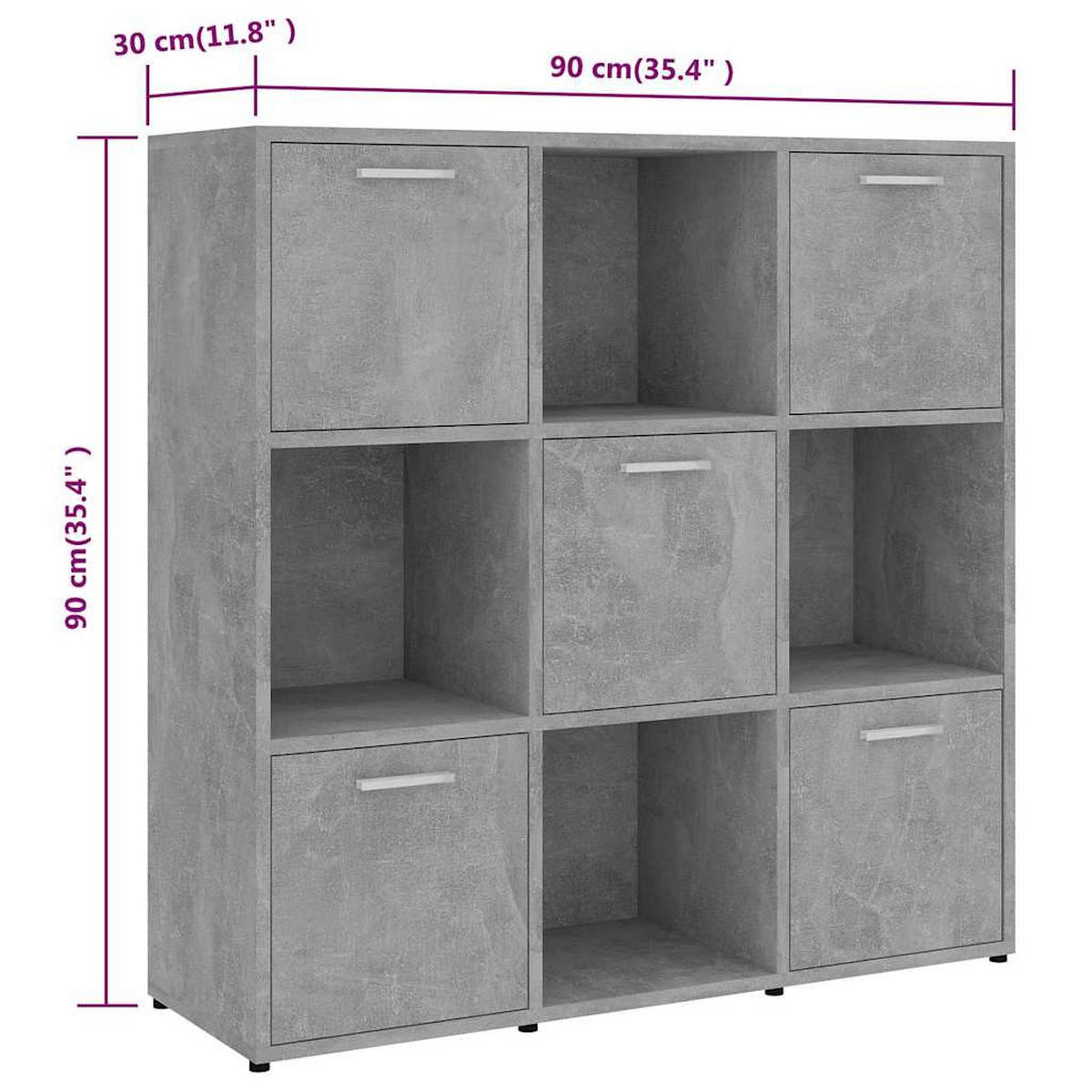 BÜCHERREGAL Betongrau 90/30/90 Cm Holzwerkstoff - Grau, Holzwerkstoff (30/90/90cm) - vidaXL
