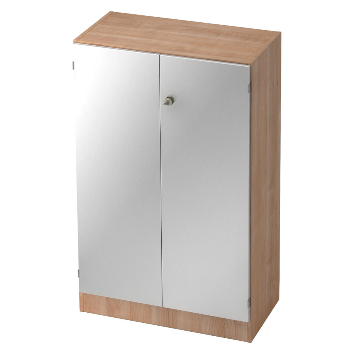 AKTENSCHRANK - 3 Ordnerhöhen 42/80/127 cm in Nussbaumfarben/Silberfarben - Silberfarben/Nussbaumfarben, Holzwerkstoff (80/127/42cm) - bümö