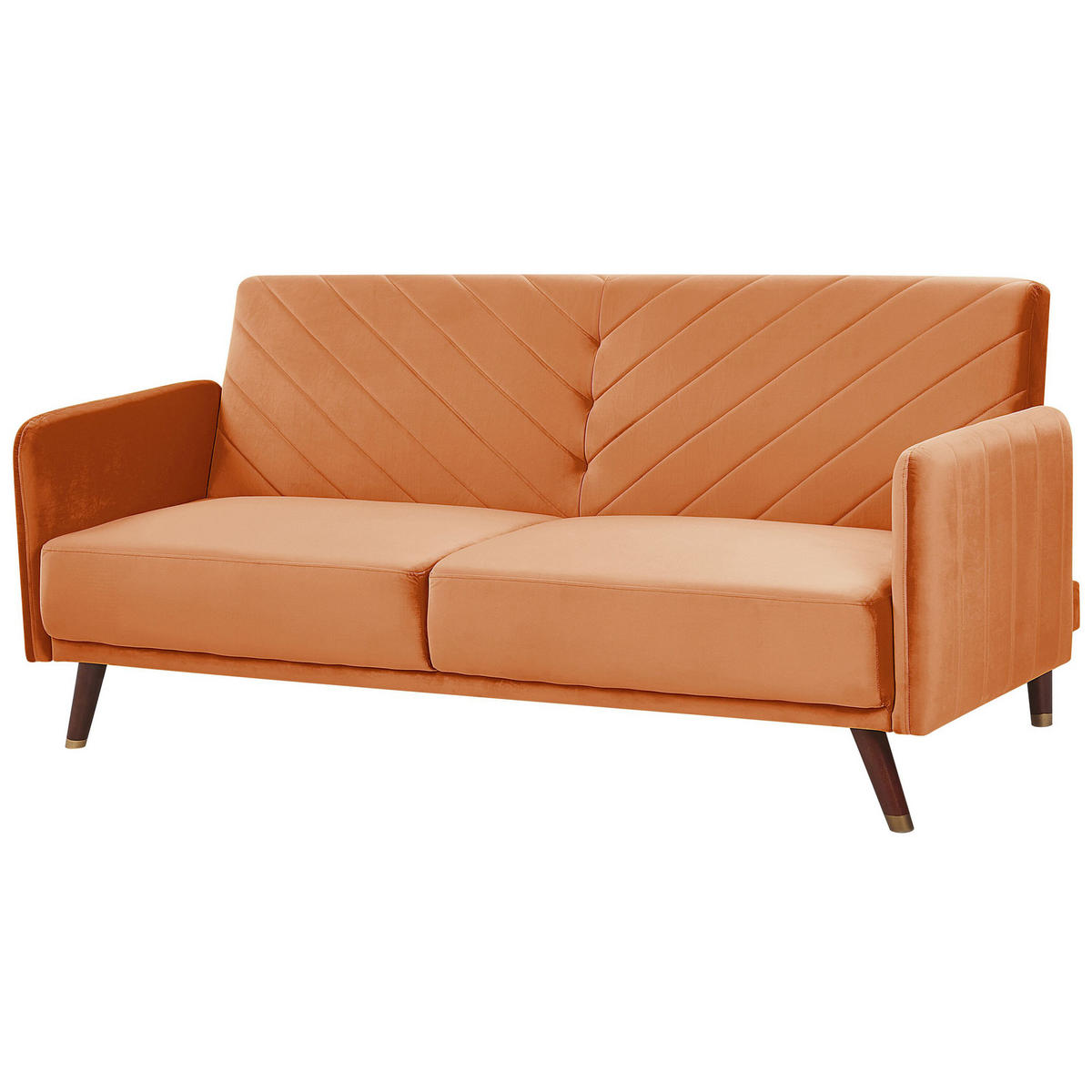 3-SITZER-SCHLAFSOFA Samtstoff Orange Senja - Orange, Textil (200/87/95cm) - Beliani