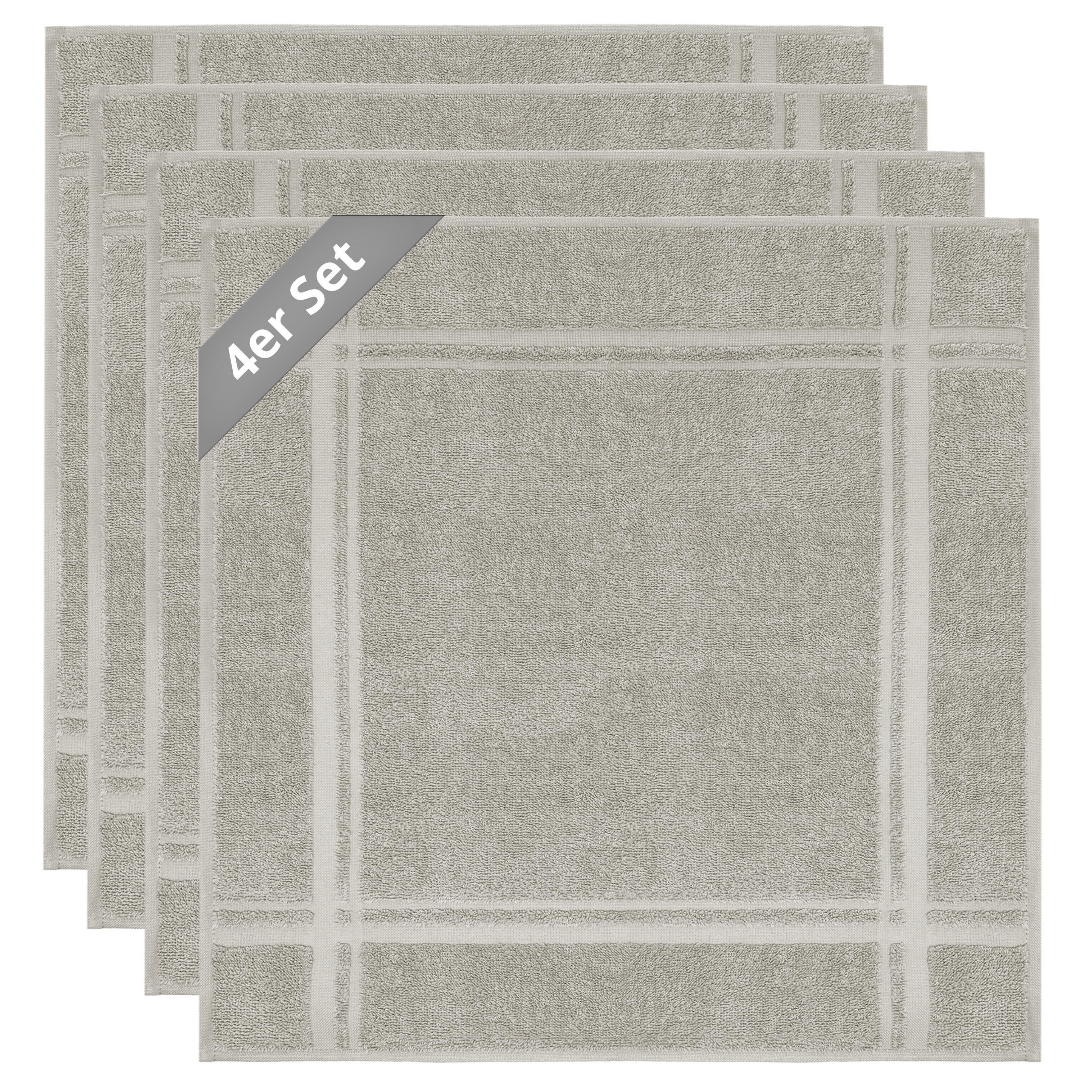 FROTTEE Küchenhandtücher 50x50 cm, 4er Set, Kiesel Grau - Sandfarben, Textil (50/50cm) - Lashuma