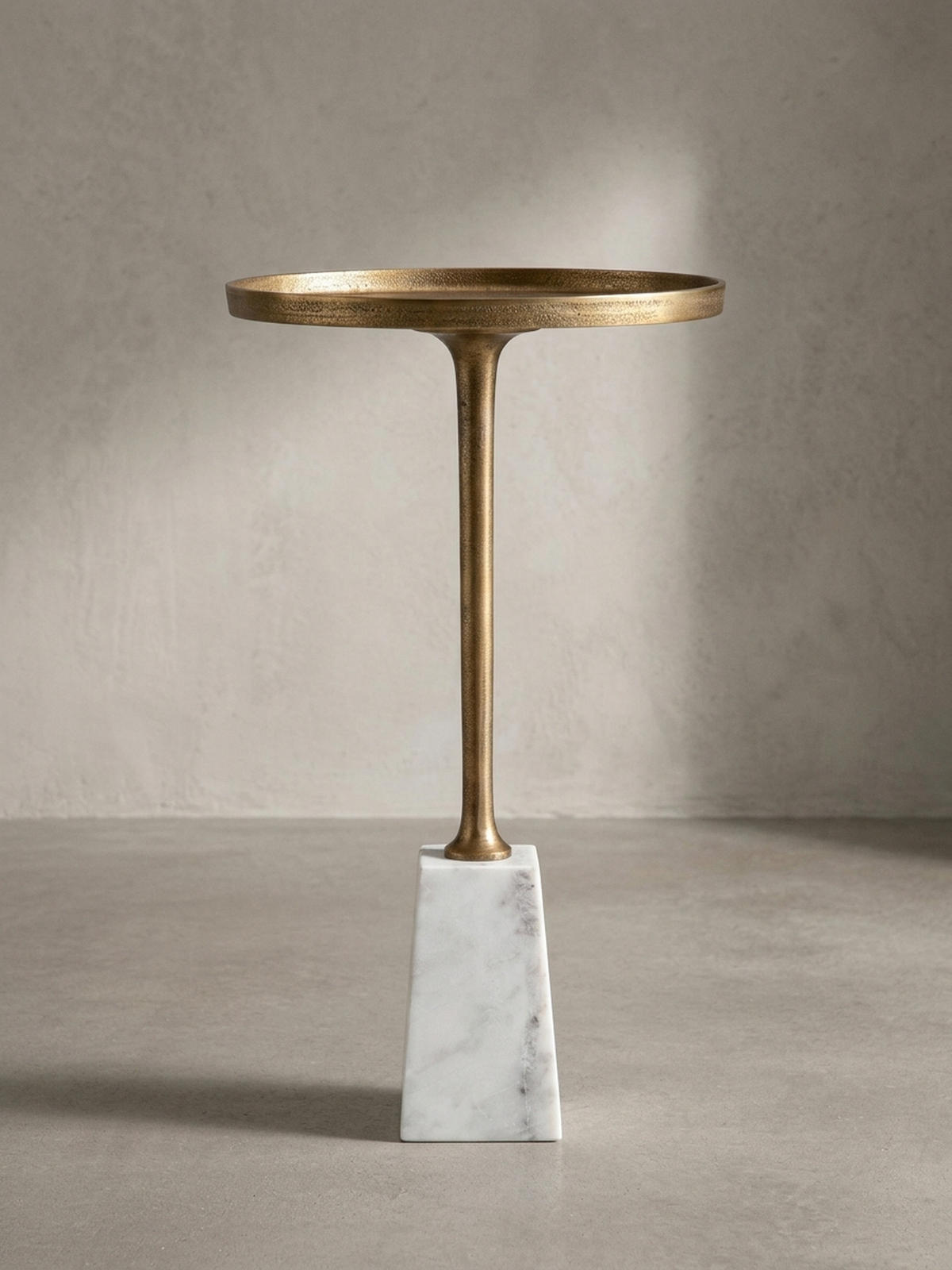 BEISTELLTISCH – Rund Marmor Weiß Gold Metall 34x34x58 cm - Goldfarben/Weiß, Metall (34/34/58cm) - KADIMA DESIGN