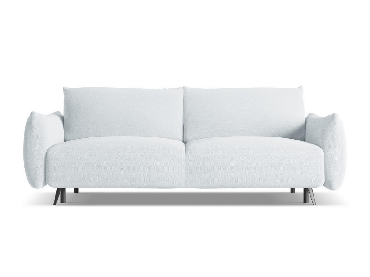 3-SITZER SOFA mit Schlaffunktion Chenille Stoff Blau - Blau/Schwarz, Textil/Metall (230/86/105cm) - Makamii