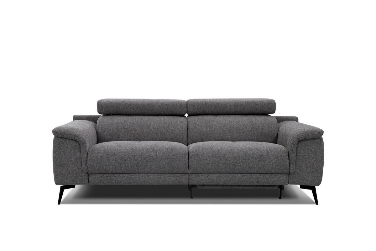 RELAXSOFA FIERO 3-Sitzer mit 1 Relaxfunktion, dunkelgrau - Dunkelgrau/Schwarz, Holzwerkstoff/Textil (212/82/103cm) - Courtois Laville